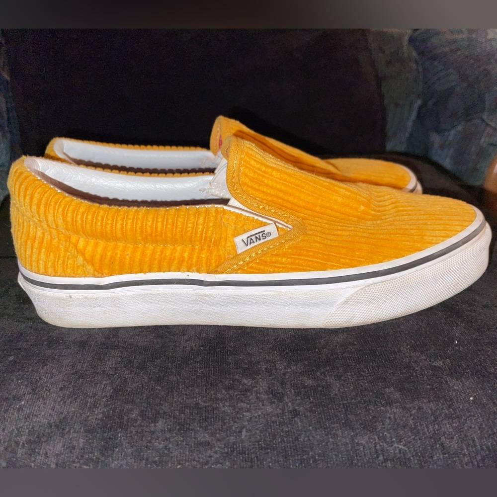 Vans yellow corduroy classic slip on